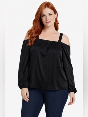 Vince Camuto Sz Medium Black Dressy Top with Shoulders Out